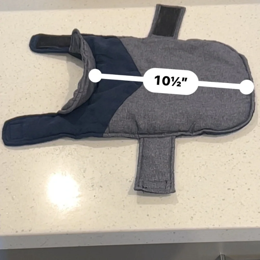 Quick & Easy Adjustable Gray & Blue Dog Jacket with Velcro Neck & Tummy Closures